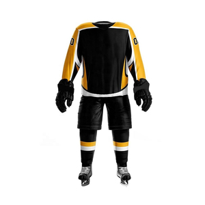 Maillot de hockey sur glace professionnel personnalisé imprimé et respirant, ensemble élégant avec col lacé, service OEM disponible, 100 % polyester - Product Image 1