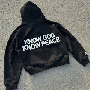 Nouveau o-cou ras du cou sweats à capuche pour hommes Logo personnalisé français éponge 100% coton solide bouffée tricoté sweat à capuche imprimé pour la plage - Product Image 1