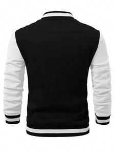 Noir blanc collège Baseball Varsity veste pour hommes poids lourd polaire corps lettre Patch conception bouton pression fermeture vêtements d'extérieur - Product Image 3