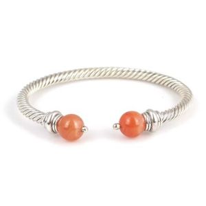 Men's 925 Sterling Silver Agate Stone <b>Bracelet</b> Twisted Clasp Rhodium Gold Plated Rose Gold Material Diamond Religious <b>Ball</b> Shape - Product Image 2