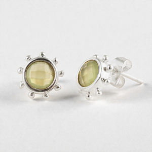 Boucles d'oreilles clous en chrysocolle et calcédoine, argent sterling 925, sertissage à facettes rondes, minimalistes, moissanite, bijoux en gros - Product Image 1