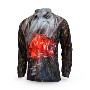 Wholesale UPF50+ Quick Dry Custom Sublimation Long Sleeve Fishing Polo Shirt 100% Polyester Performance Clothing Breathable - Product Image 1