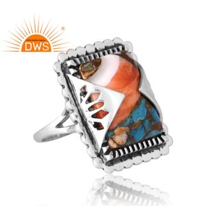 Increíble diseño 925 Plata Natural Mojave cobre púrpura Qyster turquesa anillo de piedras preciosas para mujer fabricante de joyería - Product Image 4