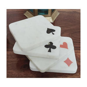 Meilleures ventes Ensemble de sous-verres en marbre blanc de 10 cm de forme carrée solide et durable pour la maison, l'hôtel ou la cuisine - Product Image 2