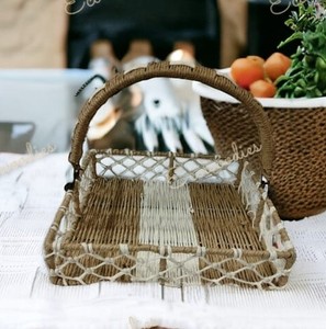Newest Design Multi-Functional Square Shape Wicker Storage <b>Basket</b> Long Handle <b>for</b> Picnics Weddings Candies <b>Empty</b> <b>Gift</b> <b>Baskets</b> - Product Image 1