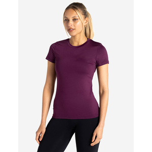 Alta demanda púrpura mujer transpirable de longitud completa suave elástico manga corta Camiseta cuello redondo elegante y Yoga gimnasio entrenamiento camiseta - Product Image 3