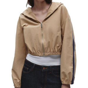 Vente en gros de crop top à capuche d'hiver personnalisé pour femmes, sexy, col rond, sans manches, surpiqûres contrastées, respirant, 100% coton molletonné - Product Image 3