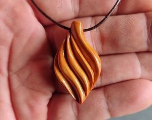 BELOW <b>NECKLACES</b> FOR WOMEN MEN NATURAL <b>LARGE</b> BOHO TRIBAL SONO WOODEN <b>Pendant</b> on Adjustable Cord Handmade <b>Necklace</b> - Product Image 3