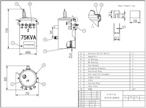 省エネ小型企業向け軽量50KVA 6KV単相IEC UL耐腐食性ポールマウント変圧器 - Product Image 3