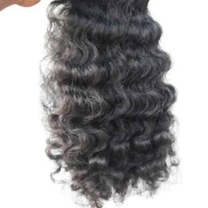 Extension naturelle Remy de cheveux humains, couleur noire indienne, trame à la machine, bouclée, vierge - Product Image 1