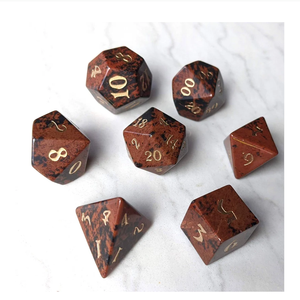Dés en pierre de haute qualité, obsidienne acajou, cristal naturel, pierres précieuses de guérison reiki, pierres gravées, dés personnalisés, cristal viking - Product Image 6