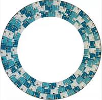 Cadre de miroir moderne de qualité supérieure en forme de cercle argenté avec incrustation d'os, écologique, taille personnalisable pour décoration murale