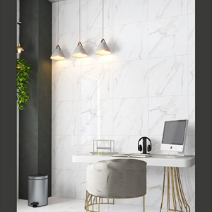 Statuario กระเบื้องพอร์ซเลนระดับพรีเมี่ยมขนาด600x600มม. สีขาวหินอ่อนดูสำหรับการตกแต่งภายในโรงแรมพื้นและผนังสำหรับห้องพัก - Product Image 1