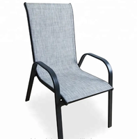 Extérieur Pas Cher Moderne Métal Acier Fer Sling Textilener Teslin Empilable Bras Terrasse Bistro Patio Chaises Jardin