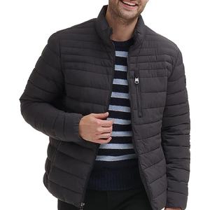 Chaqueta acolchada de lona negra para hombre al por mayor, ropa de calle de invierno de estilo a la moda personalizada, cálida, impermeable, con Cuello acolchado y bolsillo para hombre - Product Image 2