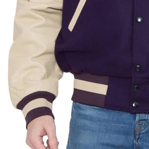 Veste universitaire pour hommes de couleur unie de qualité supérieure/Vente en gros Fabrication de baseball Veste imperméable grande taille - Product Image 3