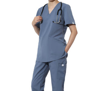 Ensembles d'uniformes de gommage à la figue d'infirmière à manches courtes Costume de gommage personnalisé Uniformes hospitaliers Scrubs d'infirmière médicale - Product Image 1