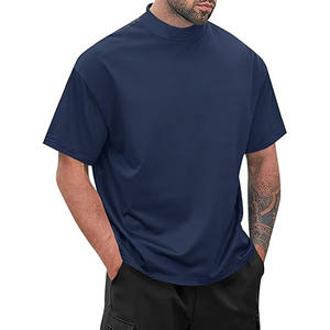 Camiseta de punto transpirable estampada de 280 g/m² para hombre, 100 % algodón, cuello simulado de canalé, hombros caídos, estilo oversize, lisa, para streetwear. - Product Image 4