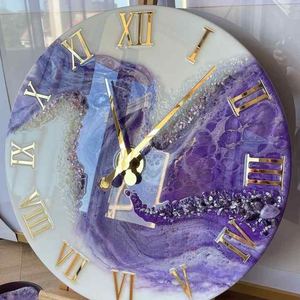 Designer Resin Wall <b>Clock</b> with <b>Marble</b> Effect Pattern Wall Hanging Resin Crafts <b>Clock</b> Elegant Design - Product Image 5