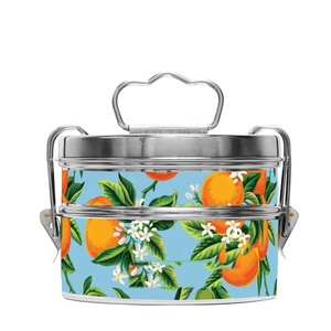Steel Lunch <b>Box</b> Steel Colored Printed Lunch <b>Box</b> 3 Tier Red and Yellow Color <b>Tiffin</b> Unique Design Handle <b>Tiffin</b> - Product Image 5