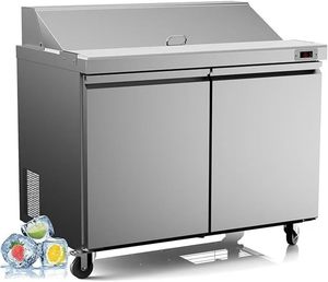 Table de préparation réfrigérée commerciale 48 po pour sandwichs et salades – Acier inoxydable, 12 bacs, refroidissement par ventilateur - Product Image 4