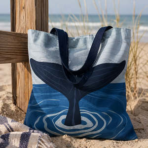 Sac fourre-tout thème océan baleine spermatique mignon, grande capacité, fermeture éclair, résistant à l'eau, écologique, brodé, couleur unie pour printemps/été - Product Image 2