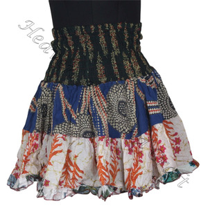 Mini jupe boho sexy en coton avec écusson multicolore élégant pour l'été mode confortable - Product Image 1