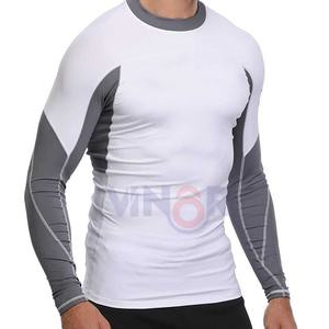 Venta caliente tamaño personalizado hombres MMA Rash Guard manga larga compresión Anti-UV secado rápido transpirable natación tela cómoda - Product Image 2