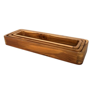 Plateau de service et de présentation alimentaire moderne en bois avec poignée perforée, grande taille, forme rectangulaire - Product Image 5