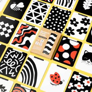 Cartes flash bébé haute contraste conçues par des experts, imprimées en gros en usine pour l'apprentissage Montessori basé sur la science de la vision du nouveau-né - Product Image 5