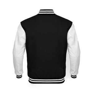 Obtenga sus Propias Chaquetas Universitarias Personalizadas de Cuero Blanco con Mangas de Cuero y Letras Bordadas en Lana Negra para Hombre, Chaquetas Varsity 2026 - Product Image 4