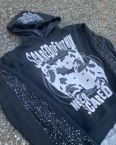 Sudadera de Forro Polar con Estampado Lavado a la Piedra, Transpirable, Resistente al Viento, Corte Holgado, Cierre con Cordón, Diseño Sólido - Product Image 3