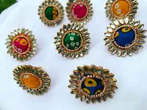 แหวนโพลีกีหินไข่มุกปรับได้เครื่องประดับผ้าปากีสถานอินเดียเครื่องประดับสำหรับงานแต่งงานบอลลีวูดสำหรับผู้หญิง - Product Image 2