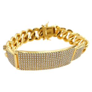 Juego de micropavé de diamantes cultivados en laboratorio de oro de 14K, pulsera de eslabones cubanos de oro blanco estilo Hip Hop de moda personalizada, eslabones de cadena fina - Product Image 1