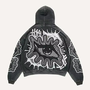 Sweat-shirts thermiques à capuche surdimensionnés confortables pour hommes, avec poches kangourou multi-designs 3D, en coton, pour garçons, avec patchs - Product Image 1