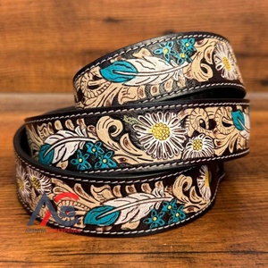 Sangle de guitare en cuir usiné à la main pour sac à main Sangle de sac à bandoulière en cuir de vachette véritable faite à la main - Product Image 1