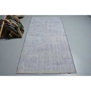 Modern White Vintage Turkish Rug 3.6 X 6.9 ft Wool Patchwork Pattern for Living Room Decor Rectangle Hallway Latex Room Rug - Product Image 1