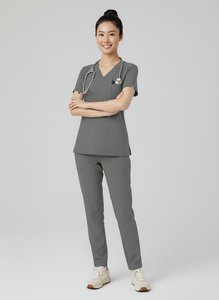 Cómodo ajuste Unisex médico Scrub Set desgaste todo el día cuello en V Scrub Top embalaje personalizado Spandex algodón Hospital Scrubs uniformes - Product Image 3