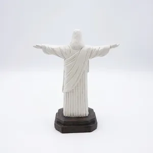 OEMカスタムクラフト宗教カトリック家の装飾像卸売手作り樹脂白イエス彫刻置物