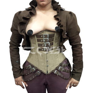 Corset de maintien de taille en nubuck noir sur mesure avec ferrures en acier - Product Image 6