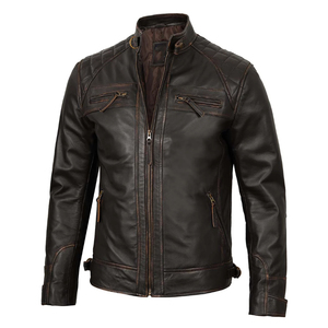 แจ็กเก็ตหนังแกะแท้สำหรับผู้ชายกันลมระบายอากาศได้ดีปรับแต่งได้สำหรับฤดูใบไม้ร่วงและฤดูหนาว - Product Image 1