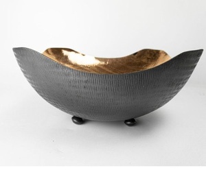 Design de luxe noir mat avec finition feuille de cuivre bol de pot de bougie de jardin et foyer avec pieds - Product Image 2