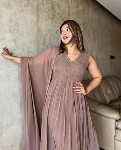 Conjunto Salwar de Georgette Premium Unity Luxure con adornos y corte en A, con Dupatta a juego, de secado rápido, para todas las estaciones - Product Image 5