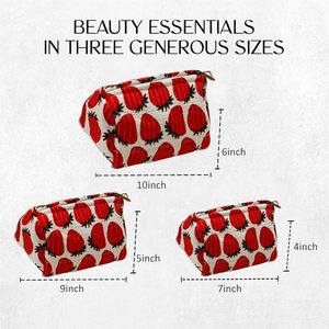 ชุด3ชิ้นผ้าฝ้ายสีขาวกล่องใส่เครื่องสำอางแนววินเทจเป็นมิตรกับสิ่งแวดล้อม - Product Image 3