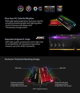 DDR4แรมบนเดสก์ท็อปสีดำ8GBx2 3600MHz พร้อม RGB LED - Product Image 3