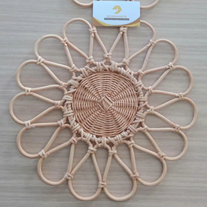 Rustique Artisan Vietnam Rotin Assiette Léger À La Main Naturel Tissé Service Panier Plateau pour Cuisine Salle À Manger et Restauration - Product Image 1