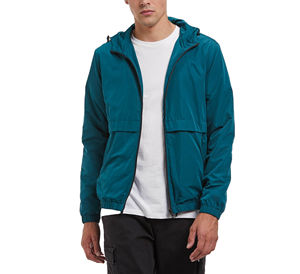 Chaqueta cortavientos con capucha para hombre invierno mejor calidad impermeable nailon poliéster características de alta visibilidad cuello alto logotipo frontal - Product Image 6