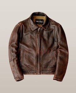 Veste en cuir véritable pour hommes et femmes avec fausse fourrure fabriquée à partir de toile durable Classy Vintage - Product Image 3