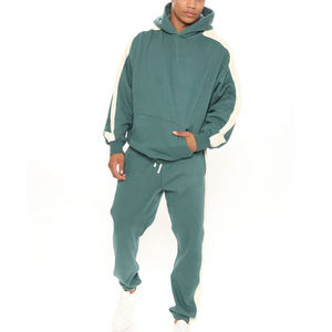 Ensemble de survêtement de jogging en molleton respirant uni pour homme, décontracté, hiver, 2 pièces, avec logo personnalisé, gris noisette - Product Image 1