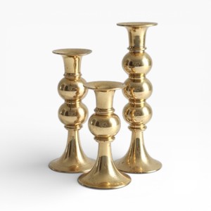 Elegant Gold Metal <b>Taper</b> <b>Candle</b> <b>Holders</b> Set With Textured Finish For Classic Table Decor Unique - Product Image 3